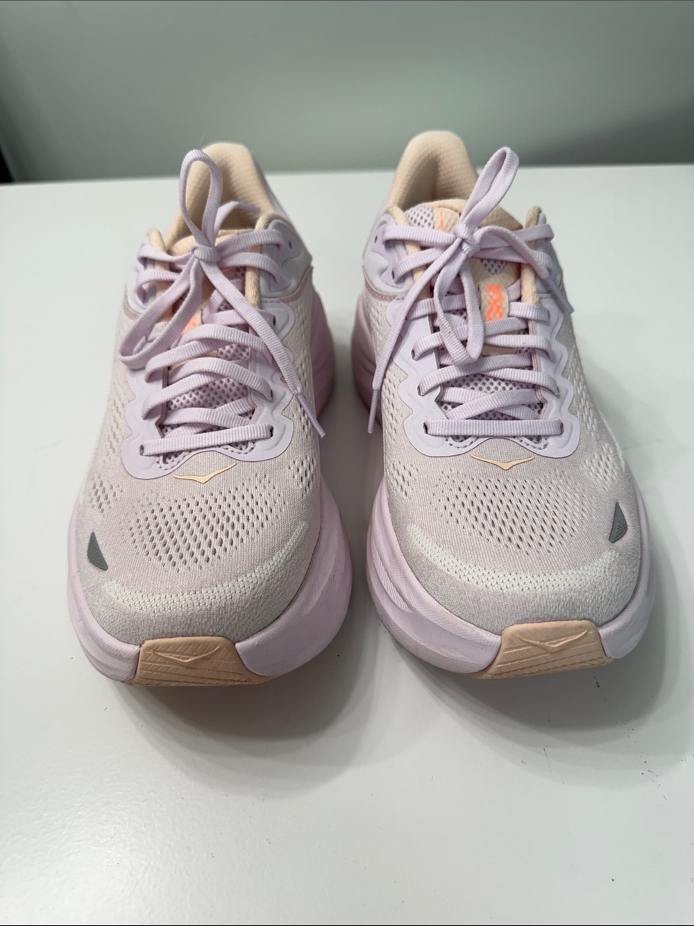 Hoka Bondi 9 Women's Athletic Running Sneakers - Pastel Lavender Pink Orange